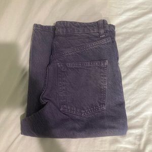 High rise full length wide leg purple ZARA jeans